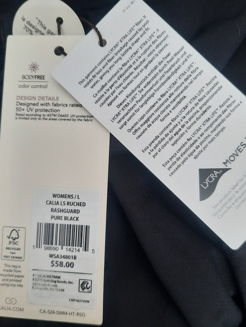 Calia Long Slee Ruched Rashguard - Picture 8 of 8